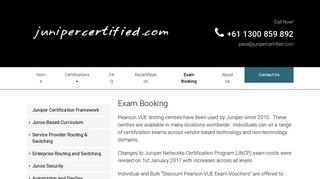 Exam Booking - Juniper Networks - Juniper Certification