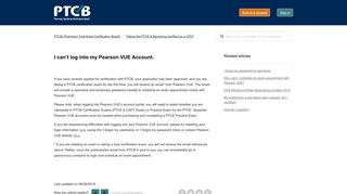 I can't log into my Pearson VUE Account. – PTCB (Pharmacy ...