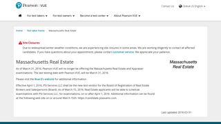 Massachusetts Real Estate :: Pearson VUE