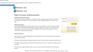 Sign in to your existing account. - Pearson VUE