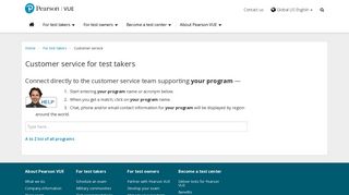 Customer service :: Test takers :: Pearson VUE