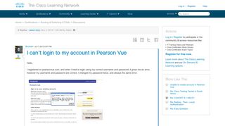 I can't login to my account in Pearson Vue - 58222 - The Cisco ...