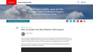 How To Create Your New Pearson VUE Account | Oracle Certification ...