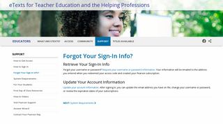 Forgot Your Sign-In Info? | Educators | eTextbooks for Teacher ...