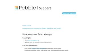 How to access Fund Manager - Pebble