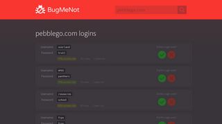 pebblego.com logins - BugMeNot