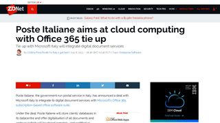 Poste Italiane aims at cloud computing with Office 365 tie up | ZDNet