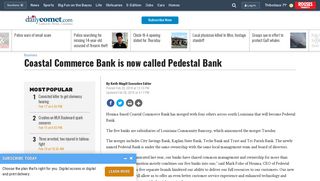 Coastal Commerce Bank is now called Pedestal Bank - Daily Comet