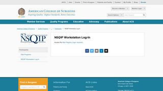 NSQIP Workstation Log-In - American College of Surgeons