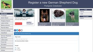 Register a new German Shepherd Dog - Pedigree Database