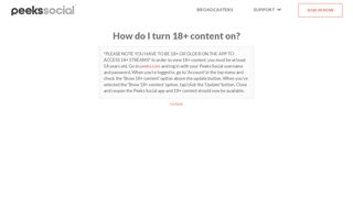 How do I turn 18+ content on? : Peeks Social