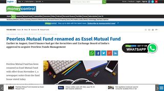 Peerless Mutual Fund renamed as Essel Mutual Fund - Moneycontrol ...