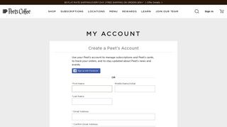 Create New Customer Account | Peet's Coffee