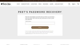 Forgot Your Password | Peet's Coffee