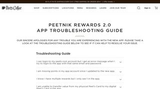 Peetnik Rewards Help | Peet's Coffee