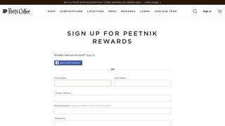 Sign up for Peetnik Rewards | Peet's Coffee