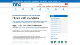 PEIMS Data Standards - Texas Education Agency - Texas.gov