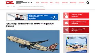 Fiji Airways selects Pelesys' TMDS for flight ops training