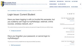 Login Issue: Current Student - Pellissippi State Sites