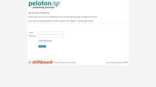 Welcome to Peloton Shiftboard Shiftboard Login Page