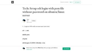 Tech: Setup ssh login with pem file without password on ubuntu/linux ...