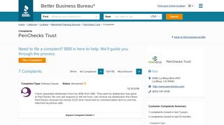 PenChecks Trust | Complaints | Better Business Bureau® Profile