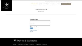 MEMBERS LOGIN - West Peninsula Hotel