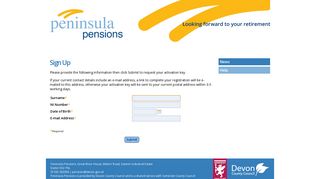 altair Member Self-Service - Sign Up - Peninsula Pensions