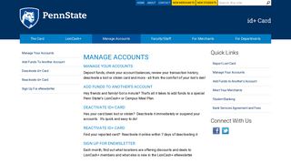 Manage Accounts | Penn State id+ Card