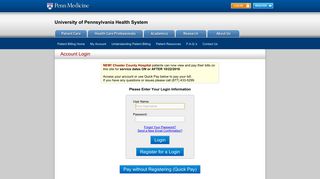 Login - Penn Medicine Patient Billing