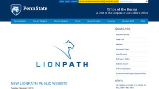 New LionPATH public website | Office of the Bursar - PSU Bursar's Office
