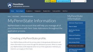 MyPennState Information - Penn State Undergraduate Admissions