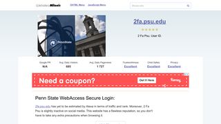 2fa.psu.edu website. Penn State WebAccess Secure Login:.