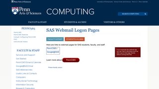 SAS Webmail Logon Pages - Penn Arts and Sciences - University of ...