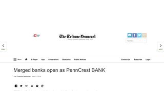 Merged banks open as PennCrest BANK | News | tribdem.com