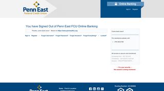 You have Signed Out of Penn East FCU Online Banking