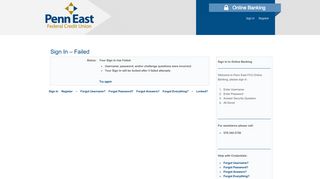 Sign In – Failed - Penn East FCU Online Banking - Penn East Federal ...