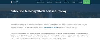 Subscribe to Penny Stock Fortunes Today! - Agora Financial