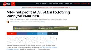 MNF net profit at AU$12m following Pennytel relaunch | ZDNet