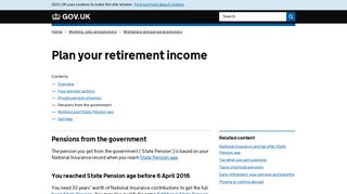 Plan your retirement income: Pensions from the government - GOV.UK