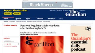 Pensions Regulator chief steps down after lambasting by MPs ...