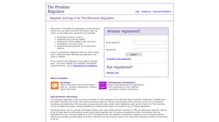 Register and log in to The Pensions Regulator