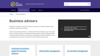 Business advisers | The Pensions Regulator