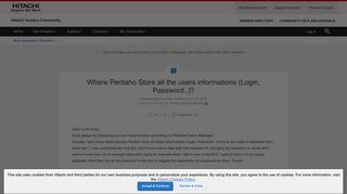 Where Pentaho Store all the users informations ... | Hitachi ...