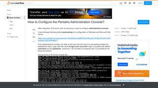 How to Configure the Pentaho Administration Console? - Stack Overflow