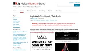 Login Walls Stop Users in Their Tracks - Nielsen Norman Group