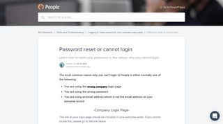 Password reset or cannot login | People® Help Center