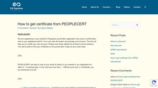 How to get certificate from PEOPLECERT - EQ Systems