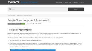 PeopleClues - Applicant Assessment – Support Center