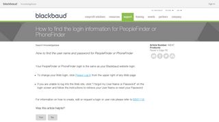 How to find the login information for PeopleFinder or PhoneFinder ...